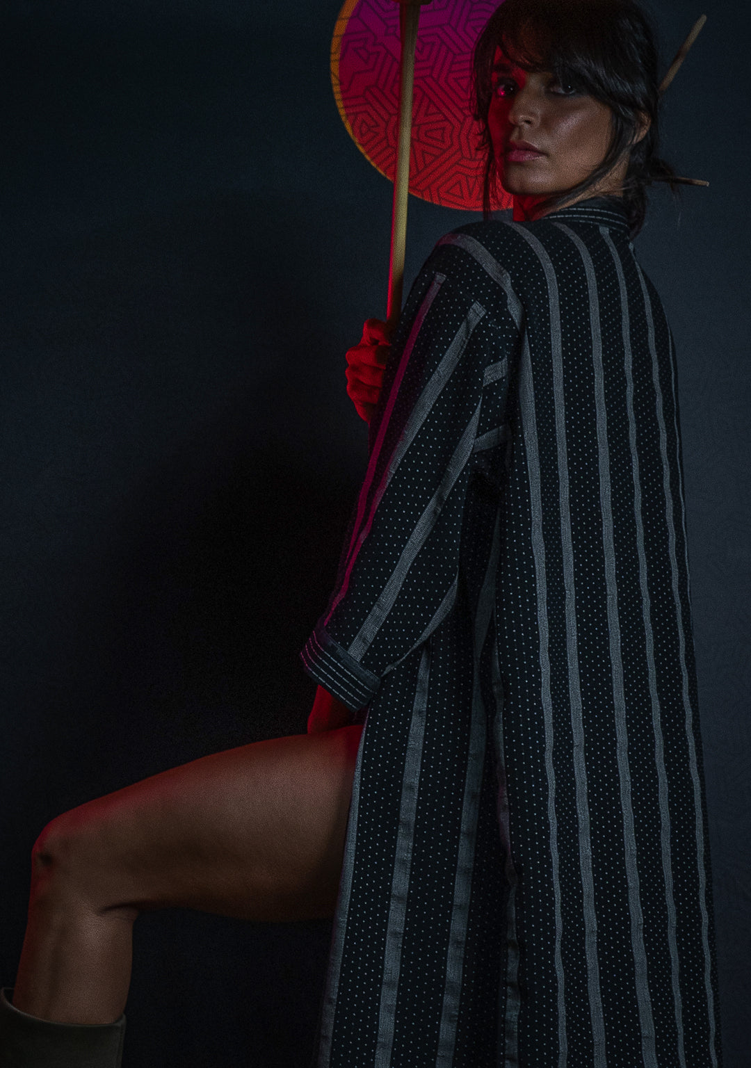 Open Kimono / Indonesian Woven Super Black Reversible - TRIBAL TRAILS